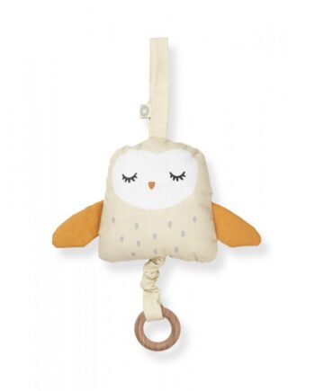 Μουσικό κουτί UGLA CREAM OWL από 100% οργανικό βαμβάκι