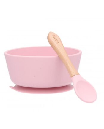 Σετ σιλικόνης Μπωλ και κουτάλι Ροζ Tutete